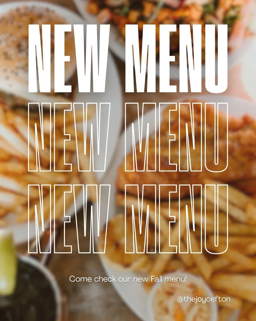 🍁✨ Fall has officially arrived at The Joyce Pub, and so has our NEW Menu! 🎉 

Get ready to cozy up with mouthwatering pub plates! Whether you're grabbing lunch or settling in for dinner, we've got the perfect bites to warm your soul and pair beauti