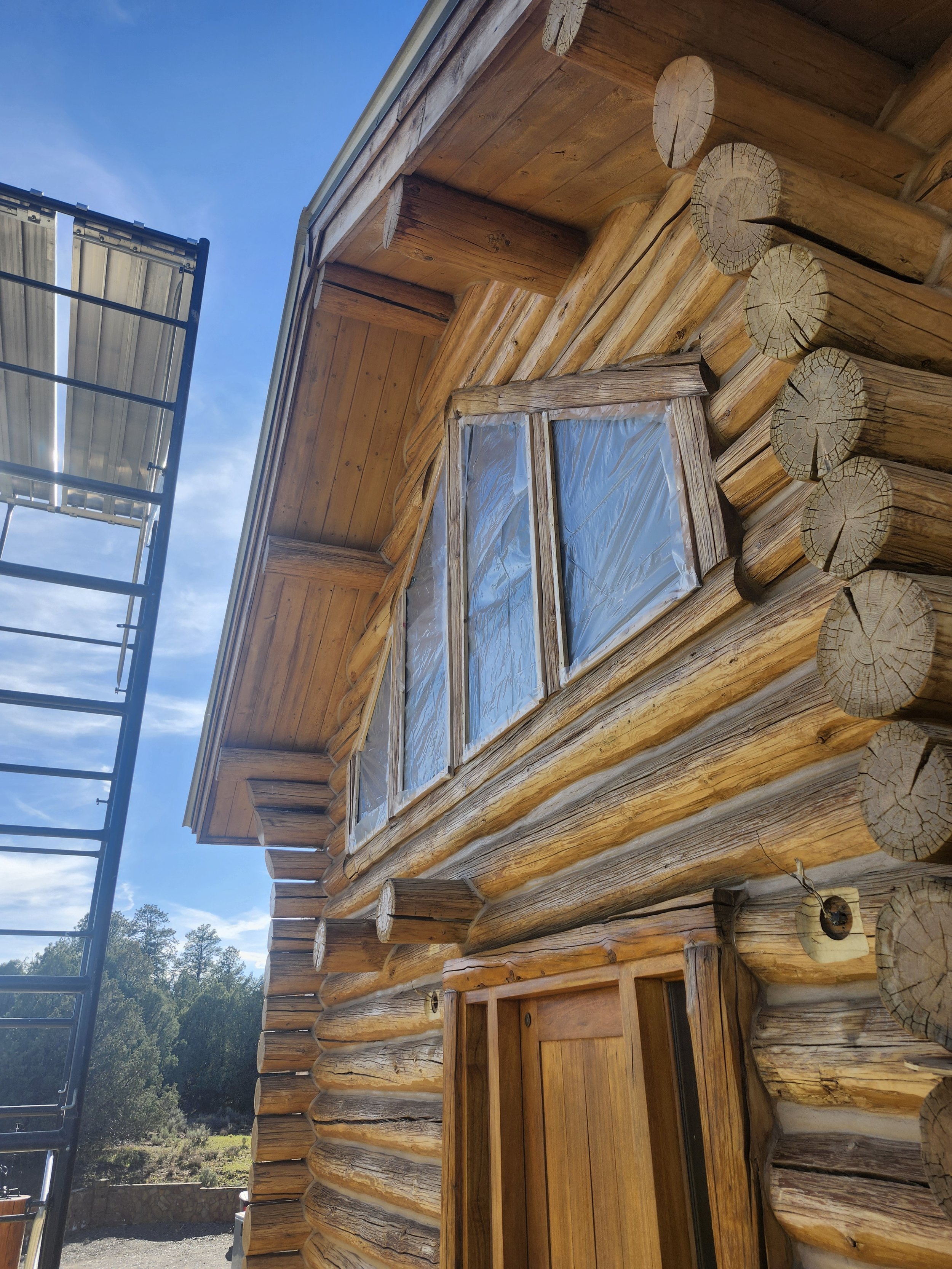 Front door with old stain