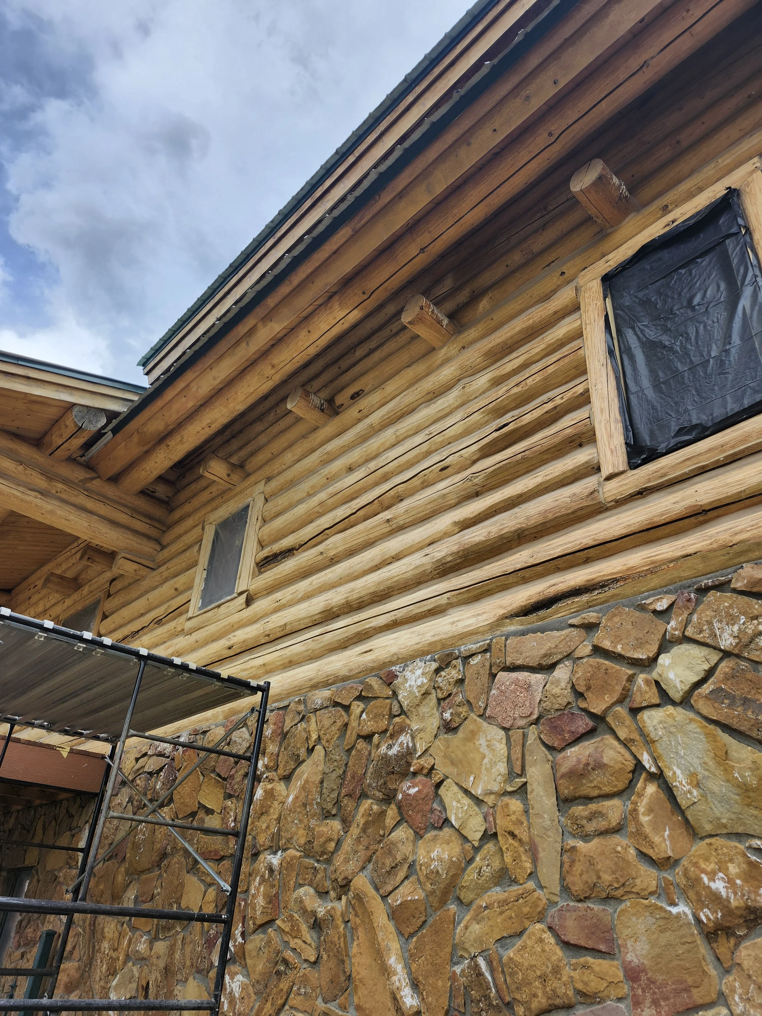 Old stain and sandblasted wall