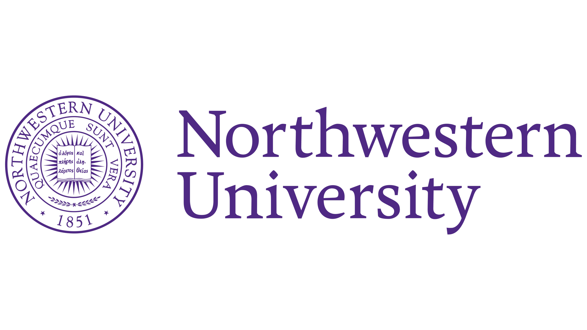 Logo of Northwestern University with purple text stating 'Northwestern University' and the university's circular seal to the left.
