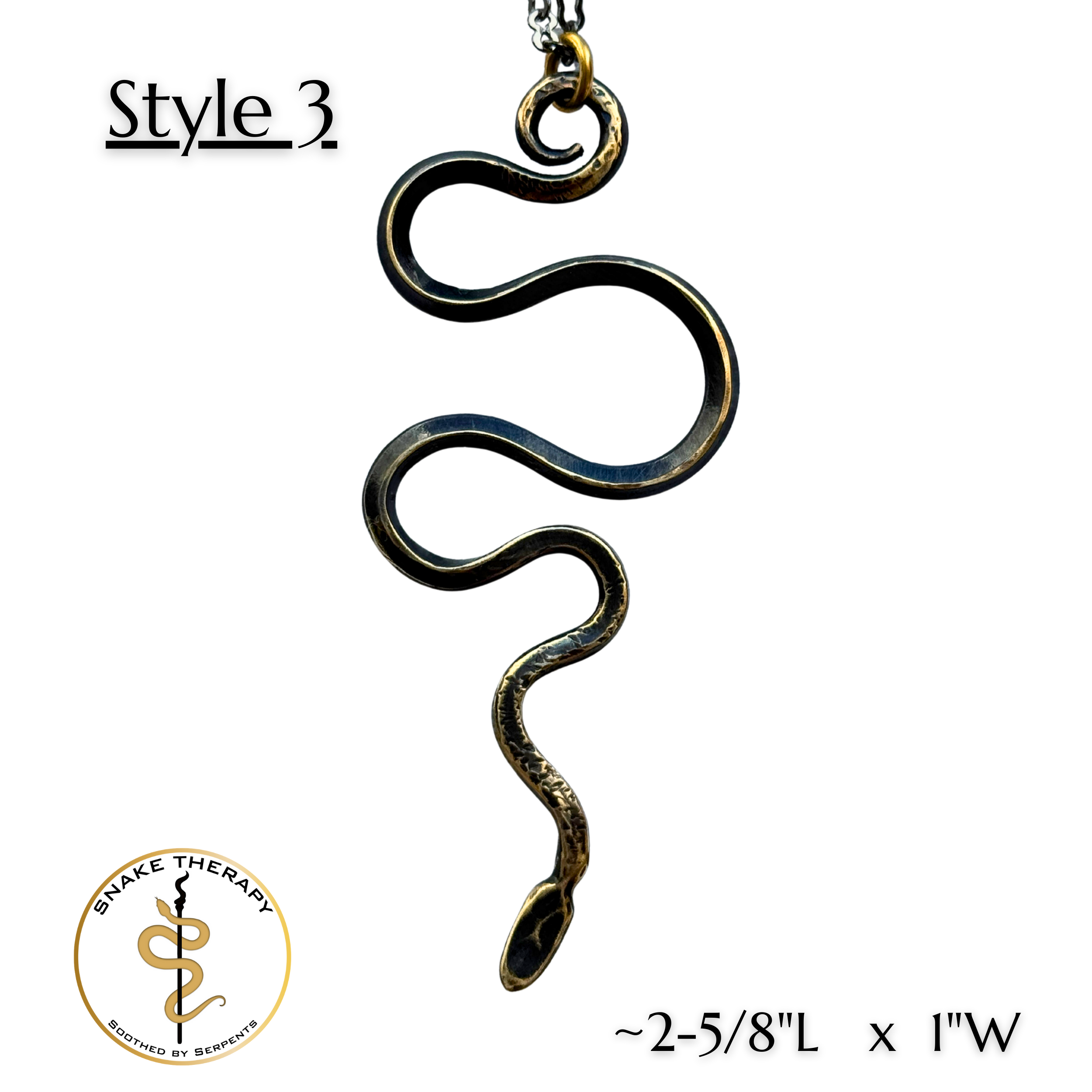Hammered Metal Snake Pendant (Style 3)