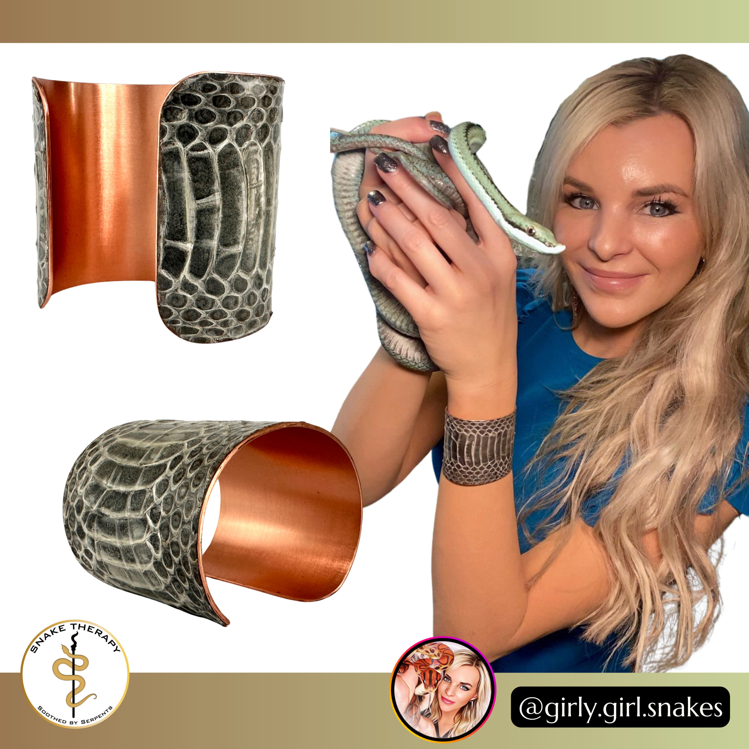 Custom Handmade Metal Cuff with YOUR Snake's Shed