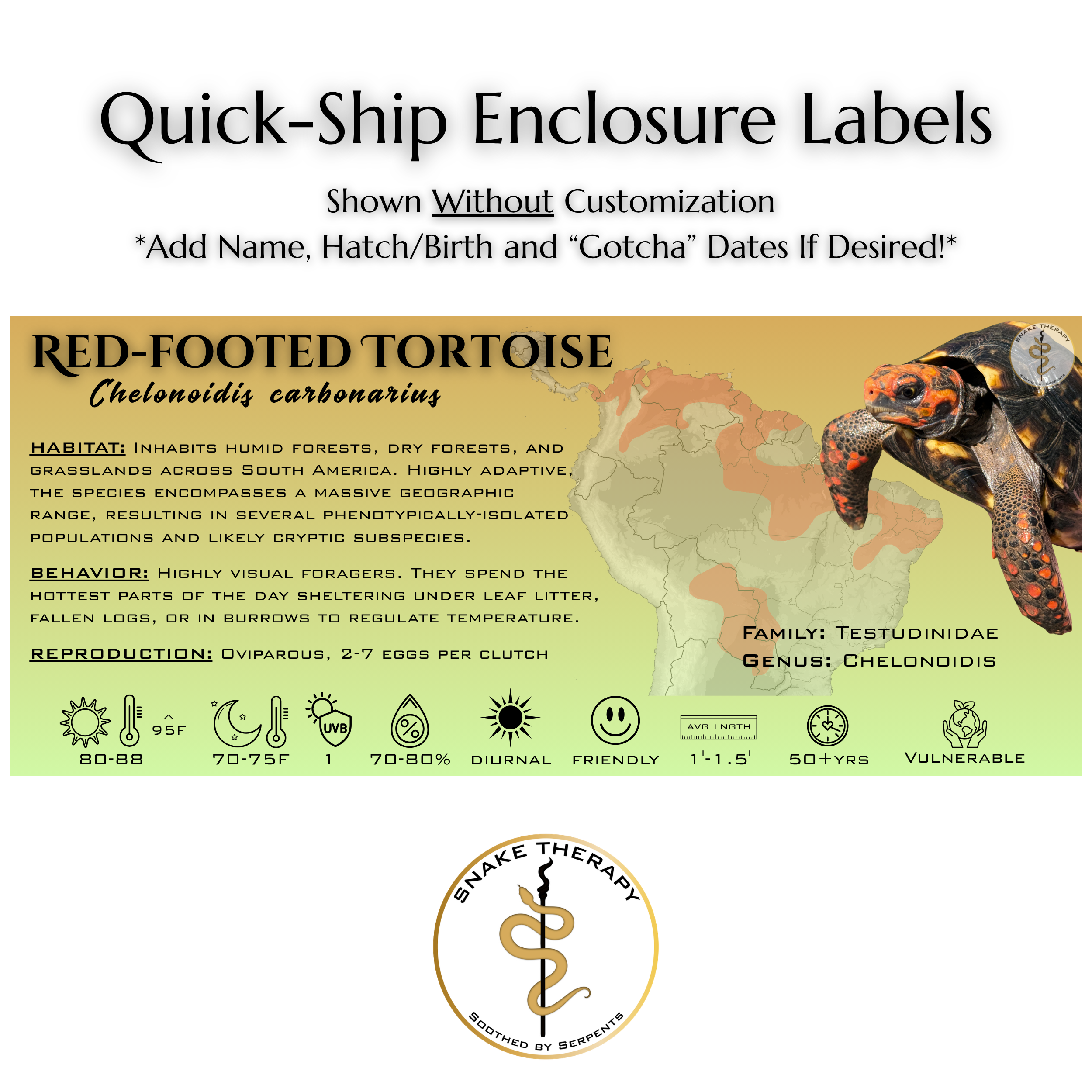 Quick-Ship Reptile Enclosure Labels by Snake Therapy