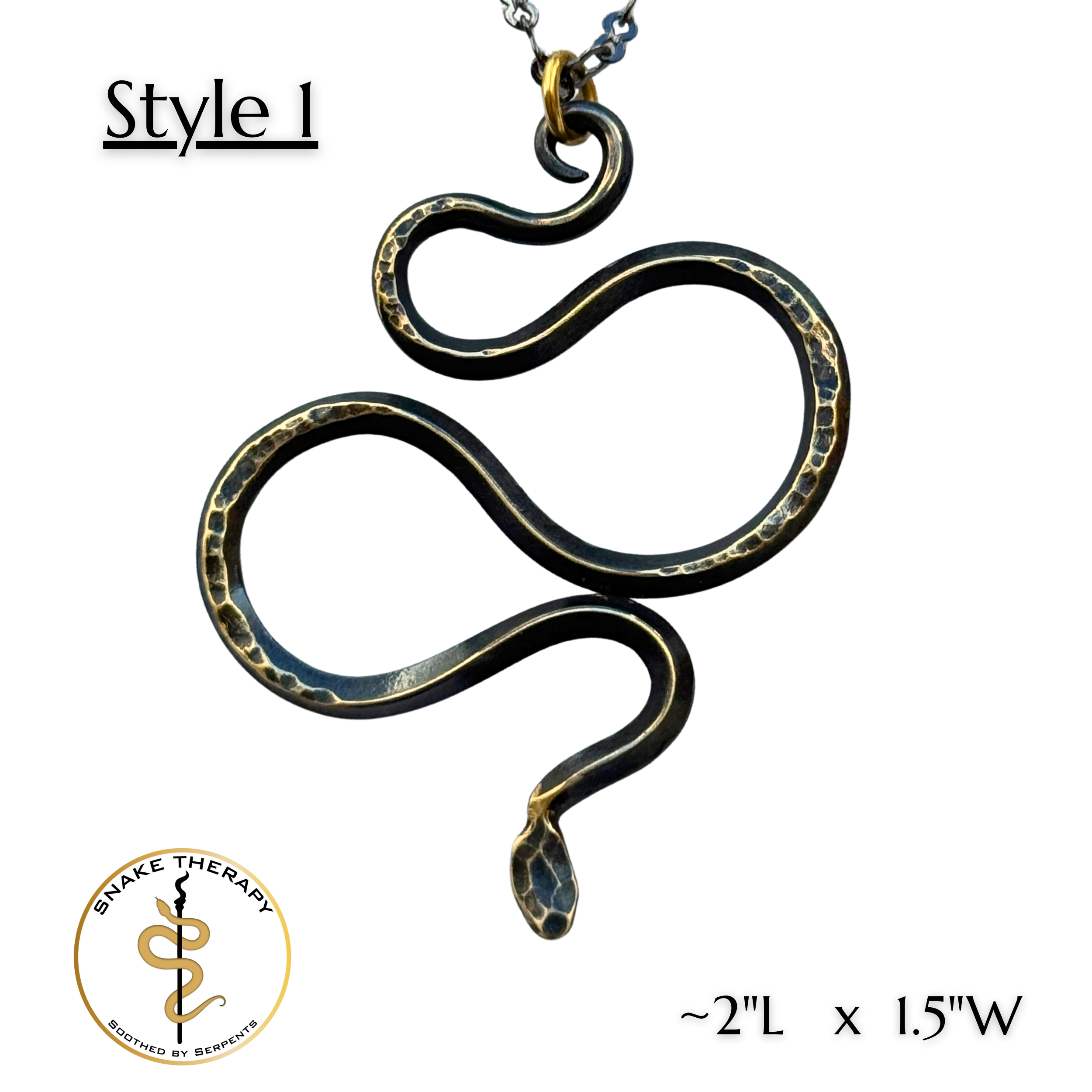 Hammered Metal Snake Pendant (Style 1)