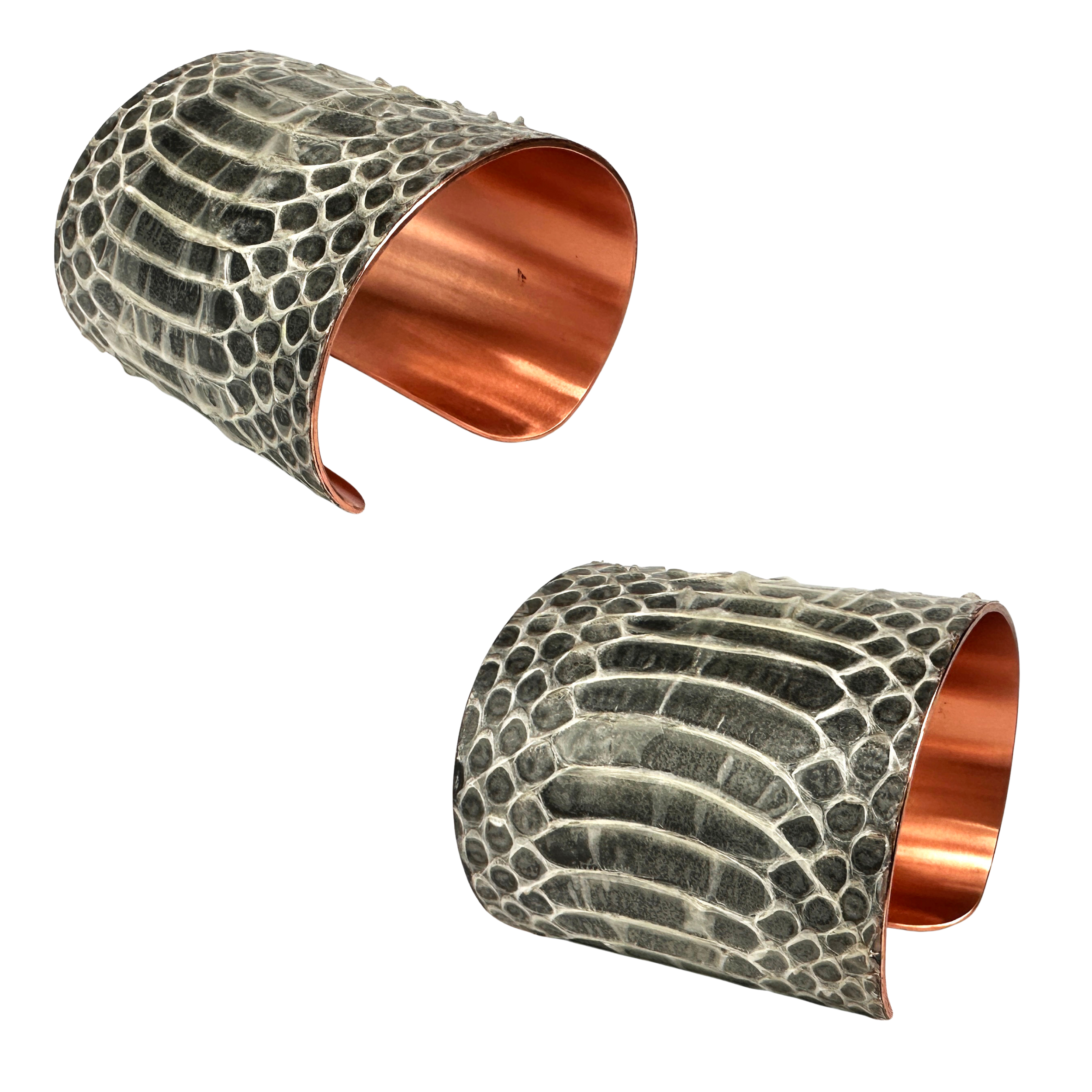 Antique Copper Snake Shed Cuff: Baron's Blue Racer
