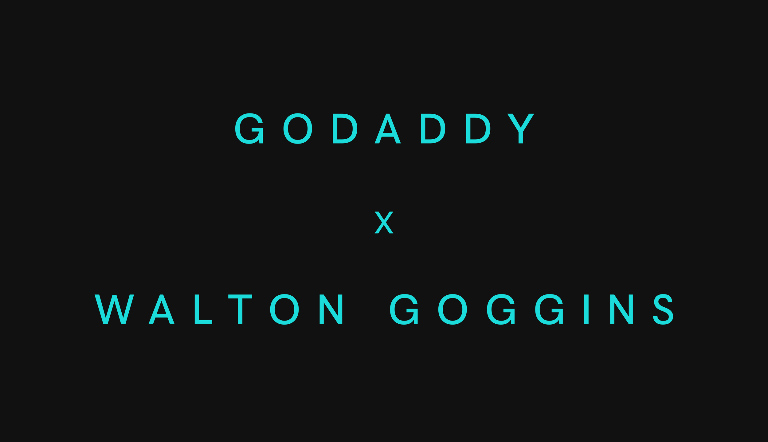 Book cover with the title 'Godaddy x Walton Goggins' in teal font on a black background.