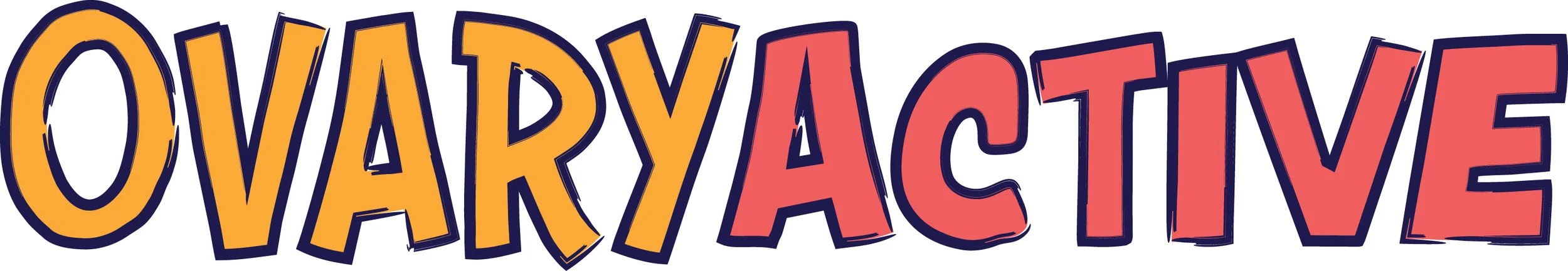 The logo for OvaryActive. The title is written in colorful bubble letters.