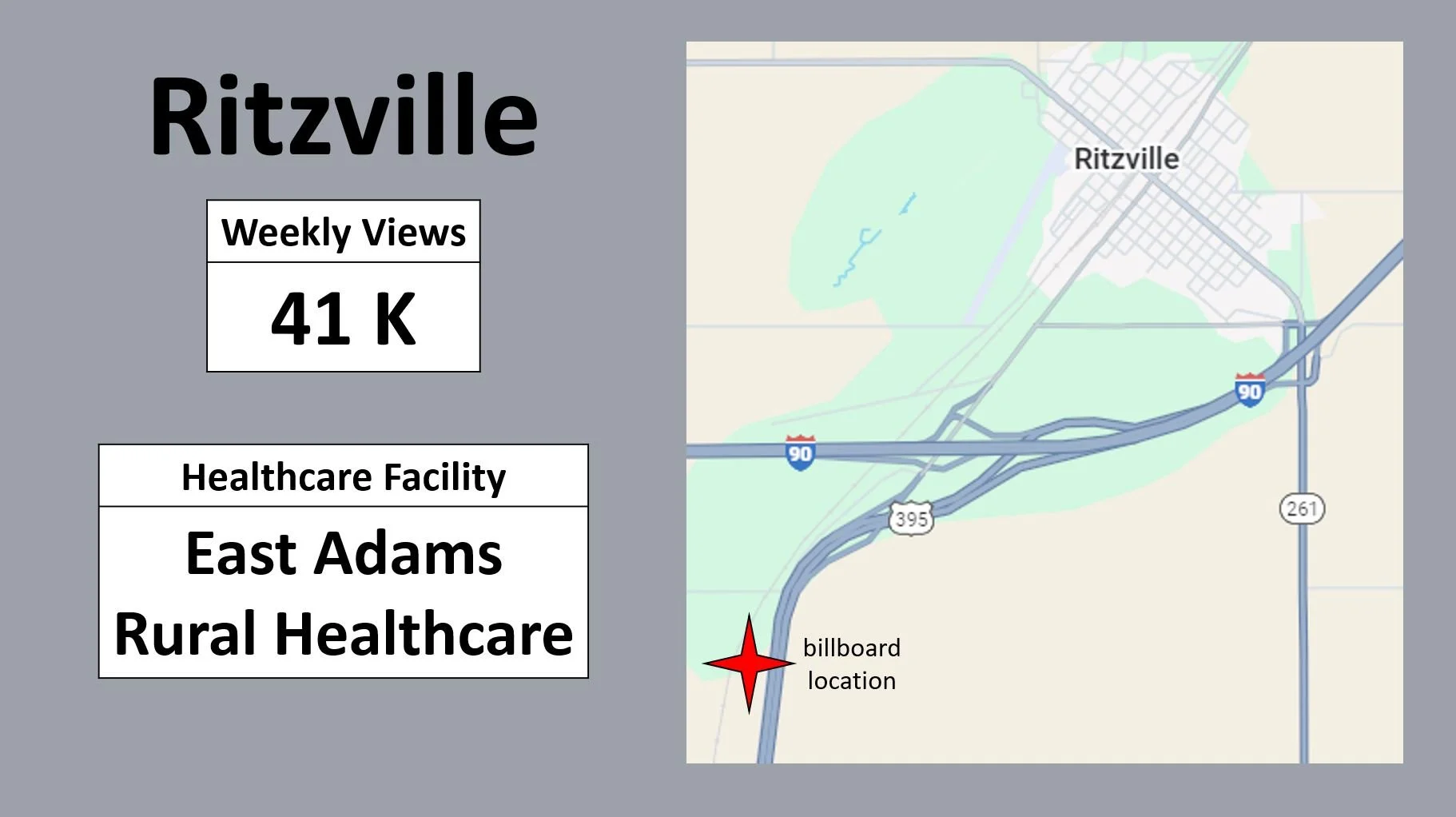 Ritzville: Weekly Views, 41K: Healthcare Facility, East Adams Rural Healthcare.