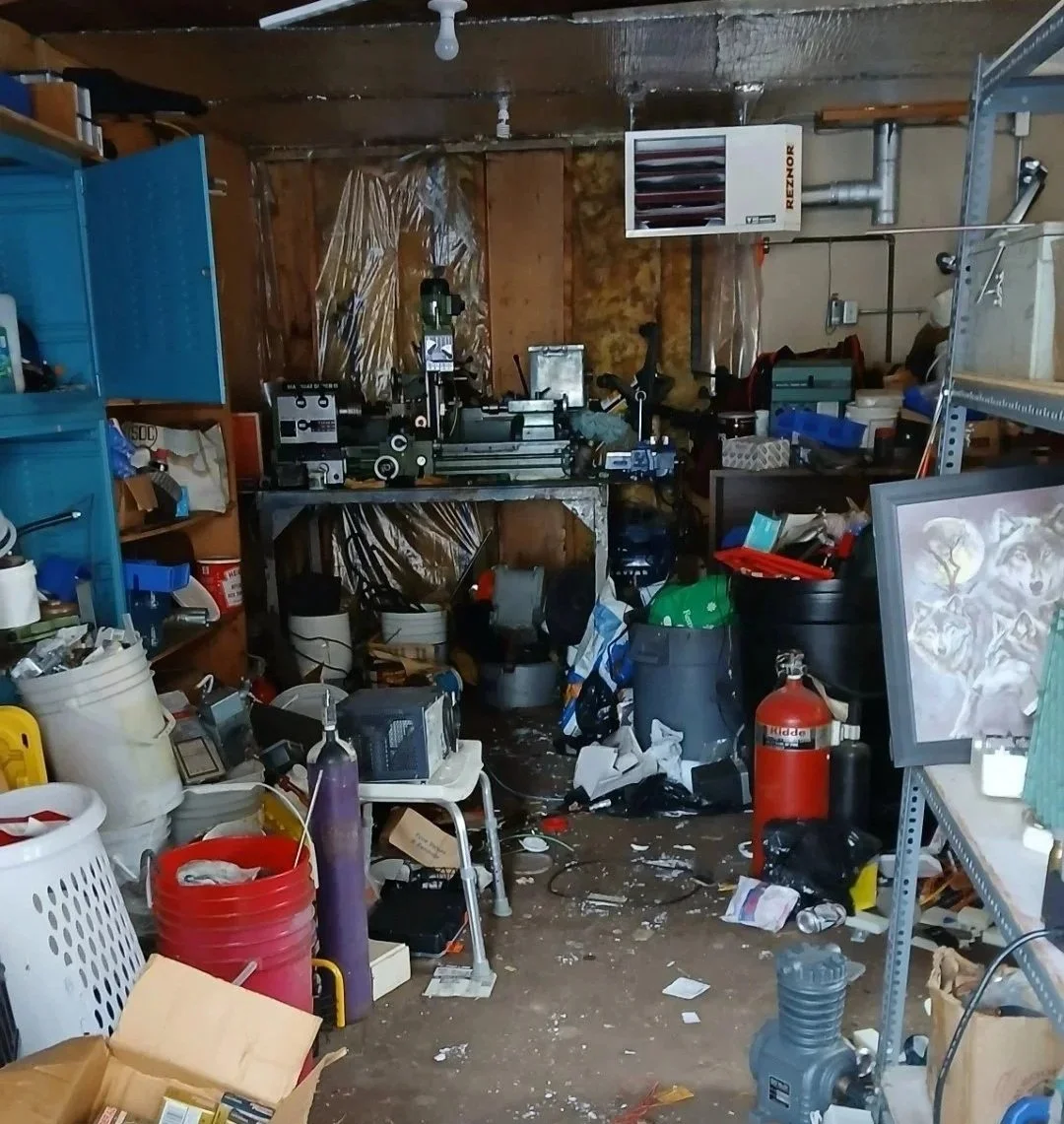 Before garbage removal garage