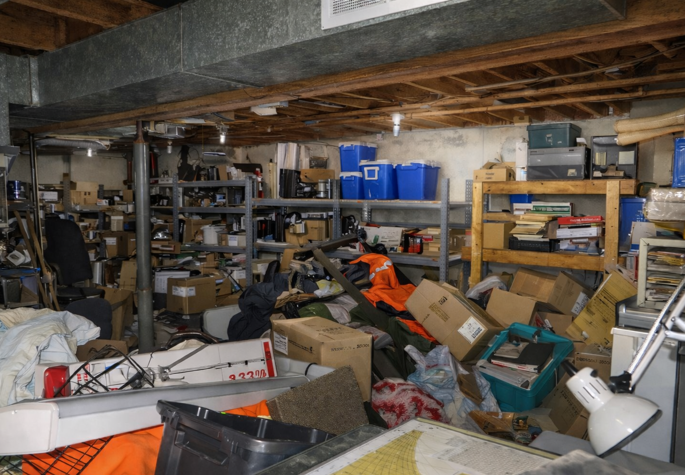 Before hoarder house basement
