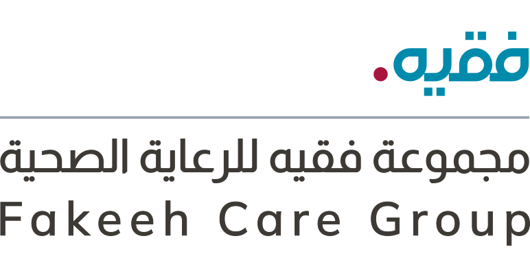 Logo of Fakeeh Care Group, a healthcare organization, with Arabic text and English translation.