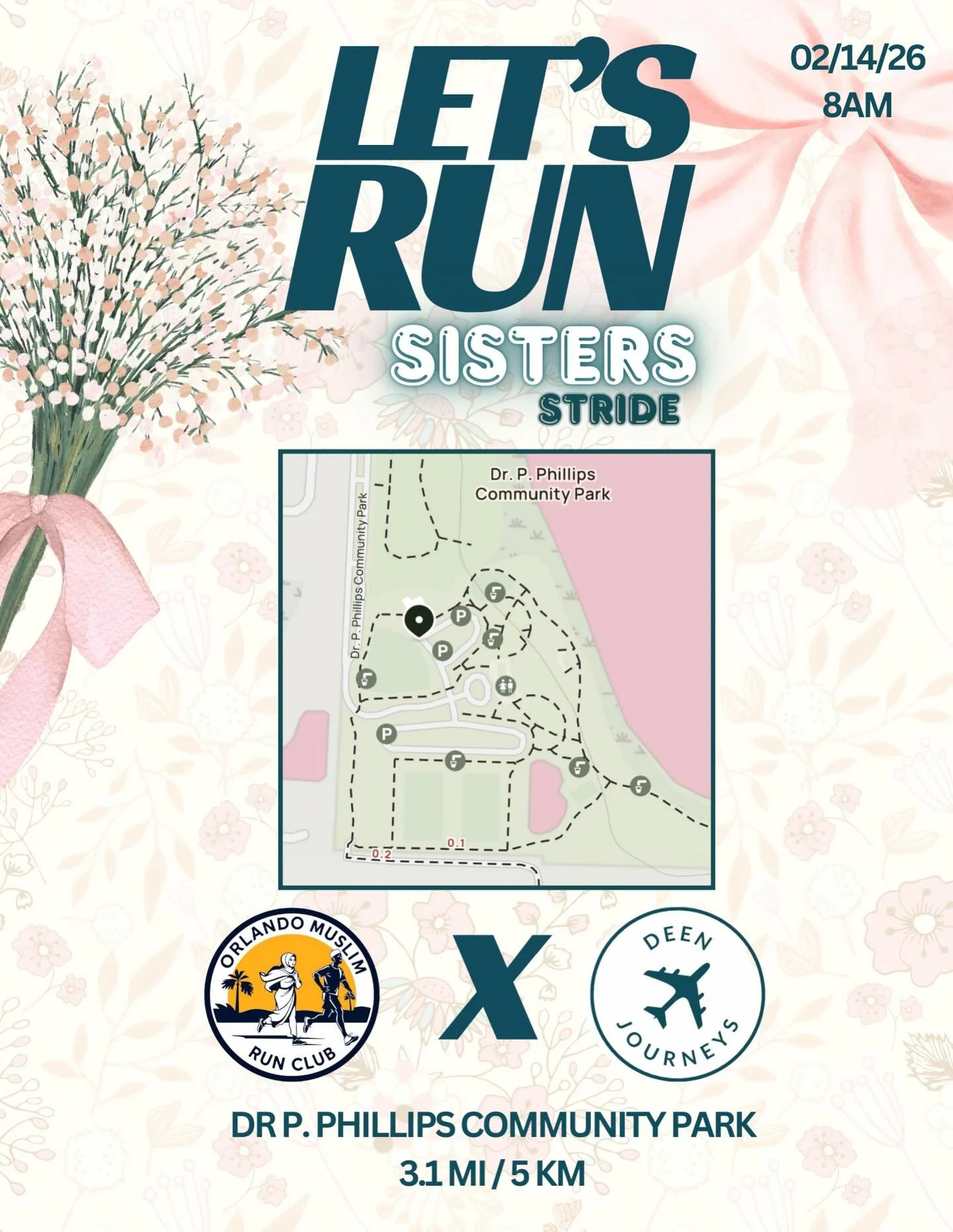 Orlando Muslim Run Club x Deen Journeys!! Sisters, join Orlando MRC and Deen Journeys for a morning walk/run as we prepare for Ramadan. We&rsquo;ll move side by side, sharing miles, encouragement, building sisterhood one stride at a time.

After the 