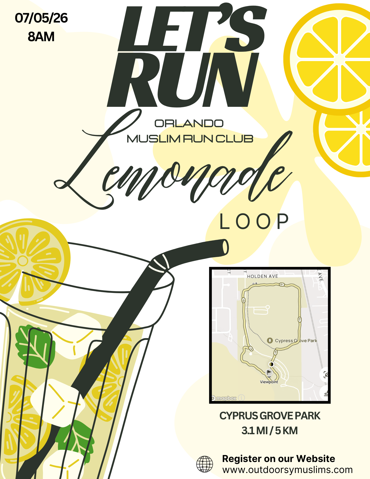 Orlando Muslim Run Club: 🍋 Lemonade Loop (Summer Series)