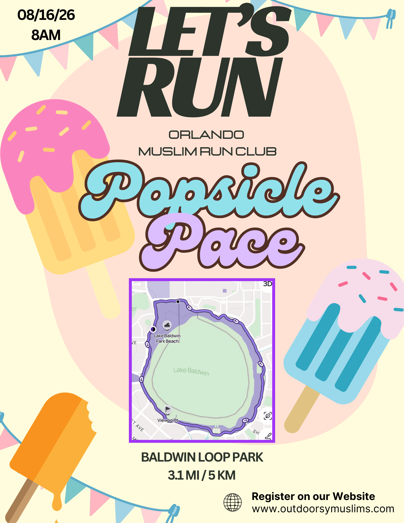 Orlando Muslim Run Club: 🍦 Popsicle Pace (Summer Series)