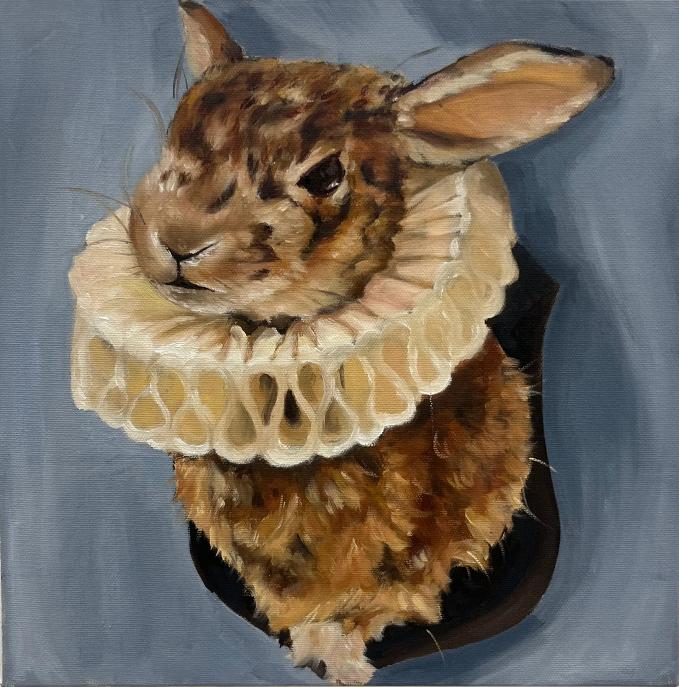 Rabbit head, 12"x12", Oil on Canvas