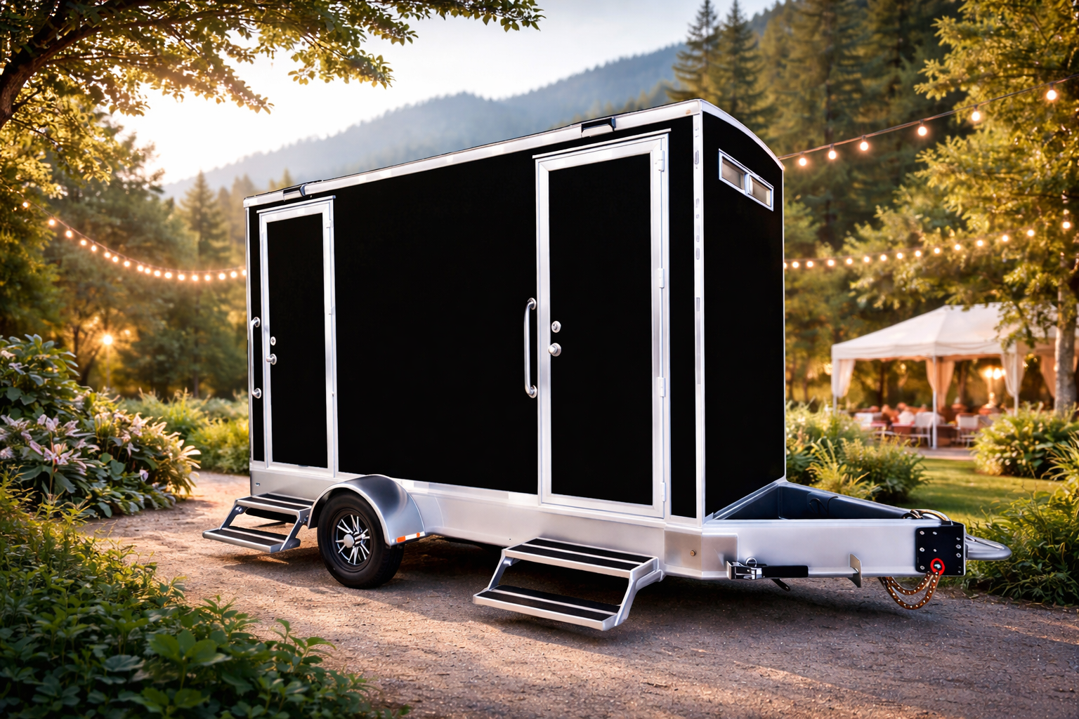 Luxury two-stall bathroom trailer for events