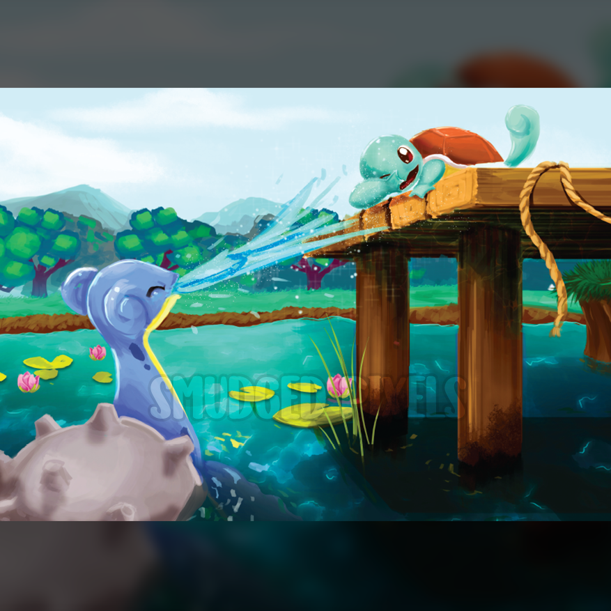 Squirtle and Lapras Print