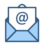 Envelope with an @ symbol on it, representing email communication.