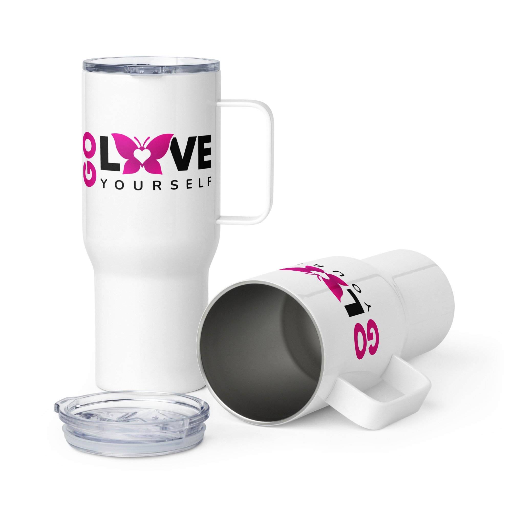 Travel Mug (Pink Logo)