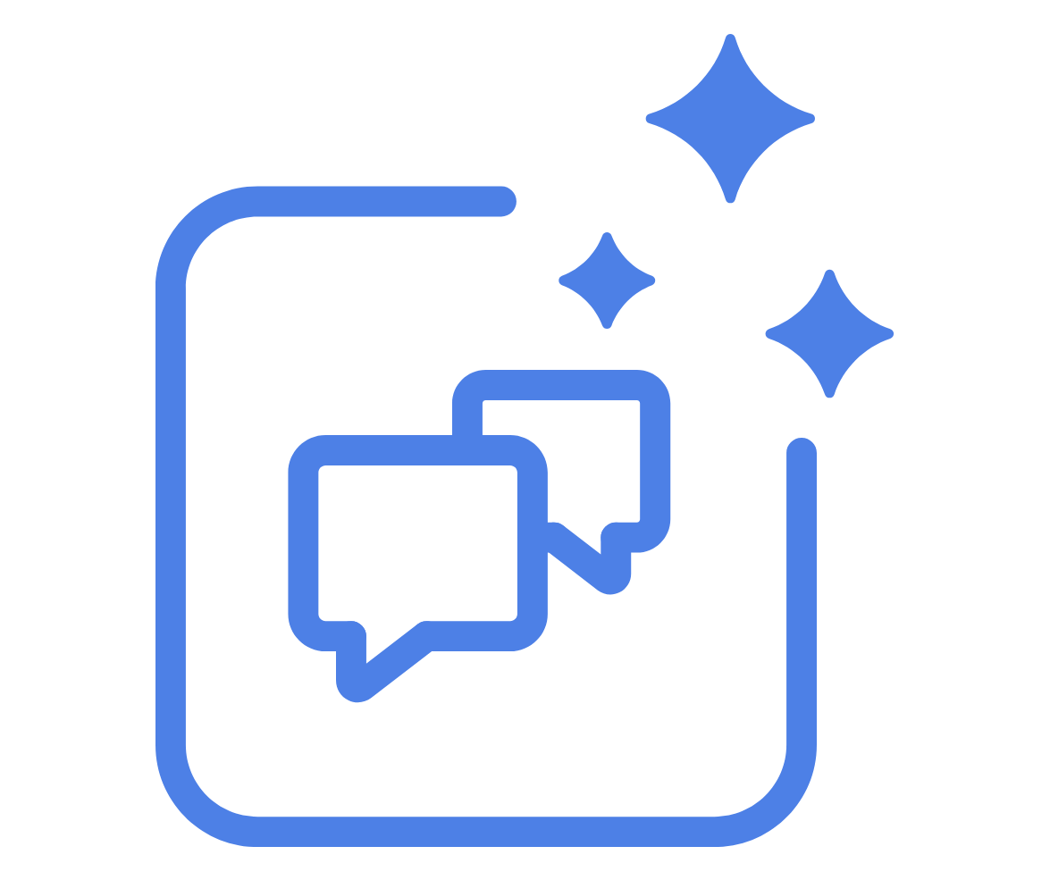 Icon of chat bubbles representing AI support