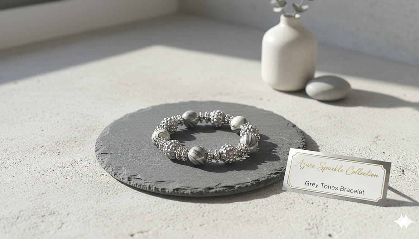 The Azure Sparkle Duo: Lunar Mist & Mocha Radiance by Earth Candy Creations: Artisanal Adornments for the Modern Soul. Handcrafted Glass and Stone Jewelry