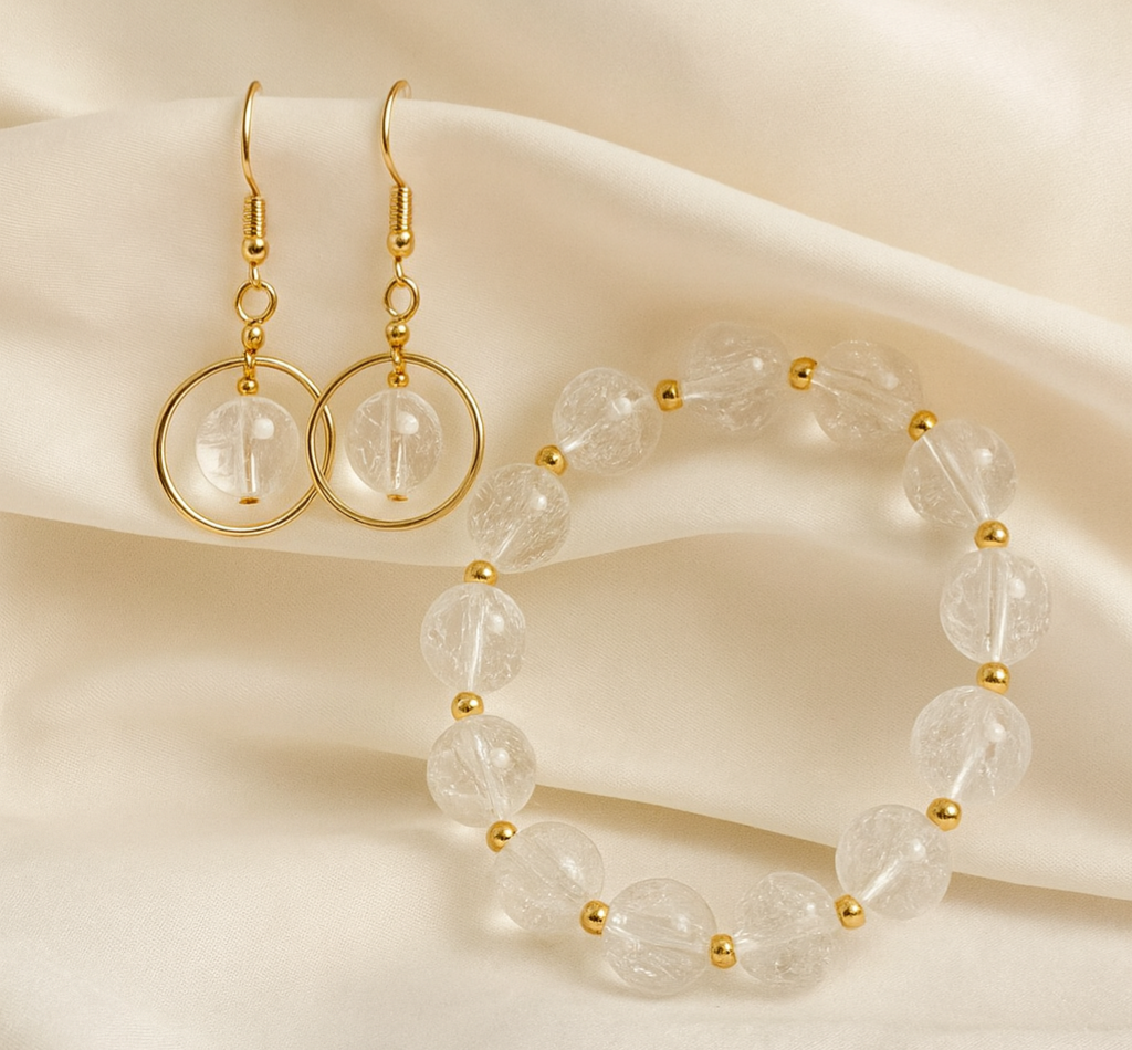 The Eternal Glow Set by Earth Candy Creations: Artisanal Adornments for the Modern Soul. Handcrafted Glass and Stone Jewelry