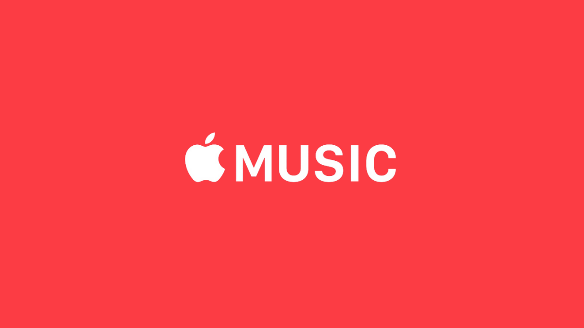 Apple Music logo on a red background