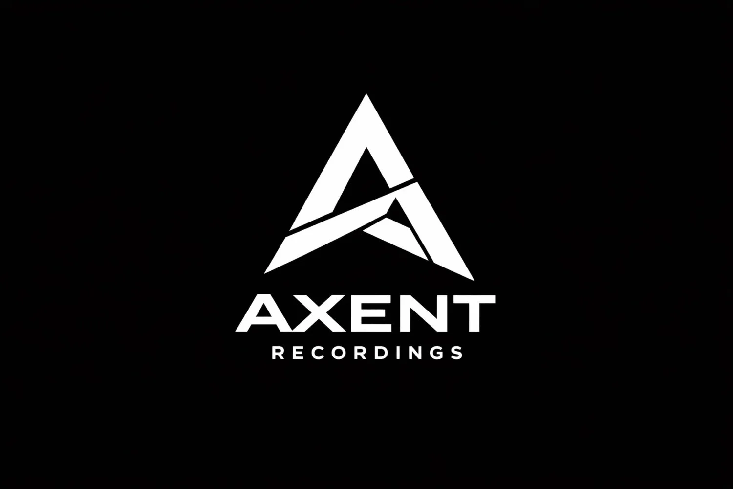 Black background with a white geometric logo resembling an abstract letter A, and the text 'AXENT RECORDINGS' underneath.