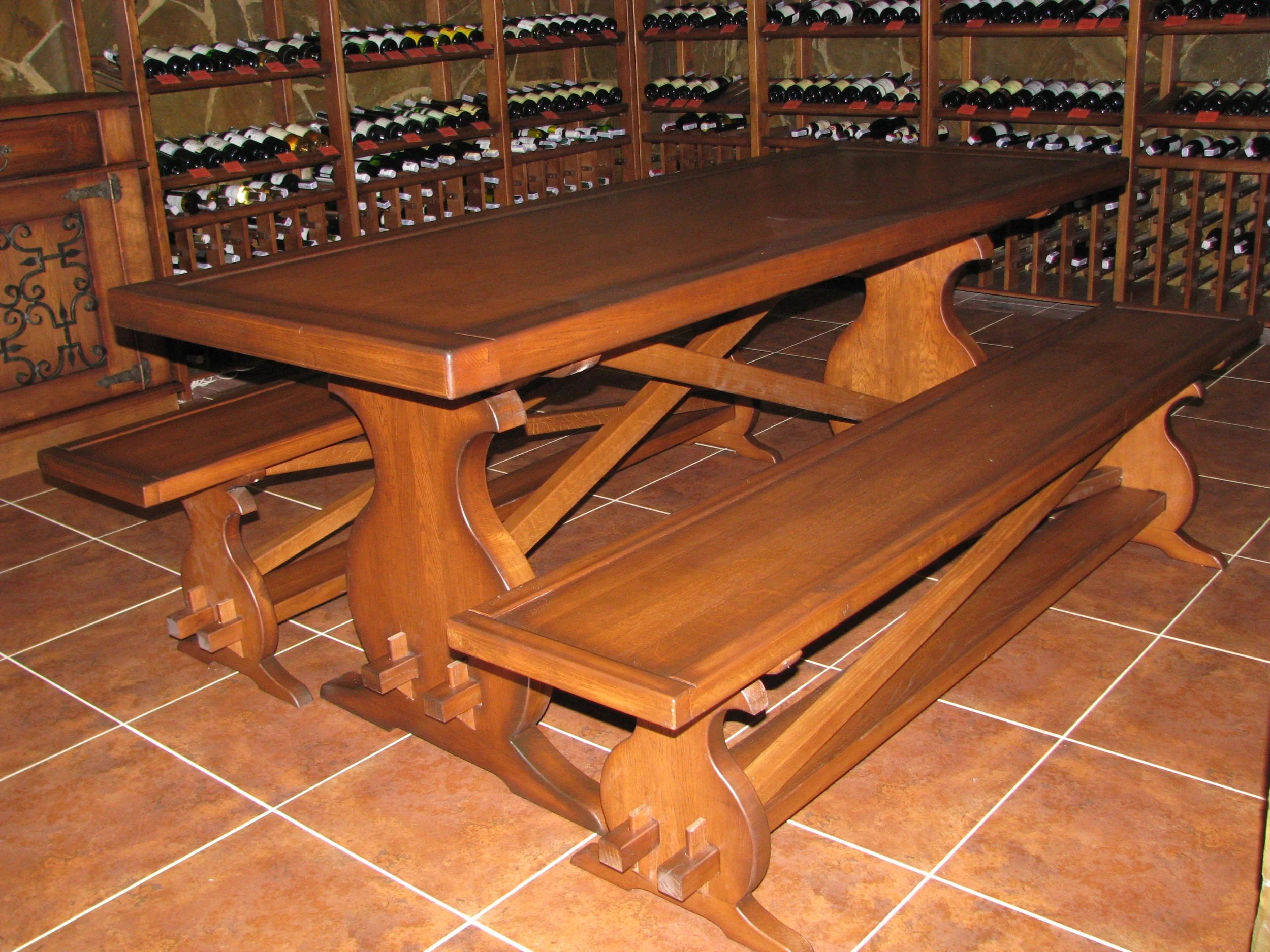 Custom built-in breakfast nook with rift-sawn oak bench seating.