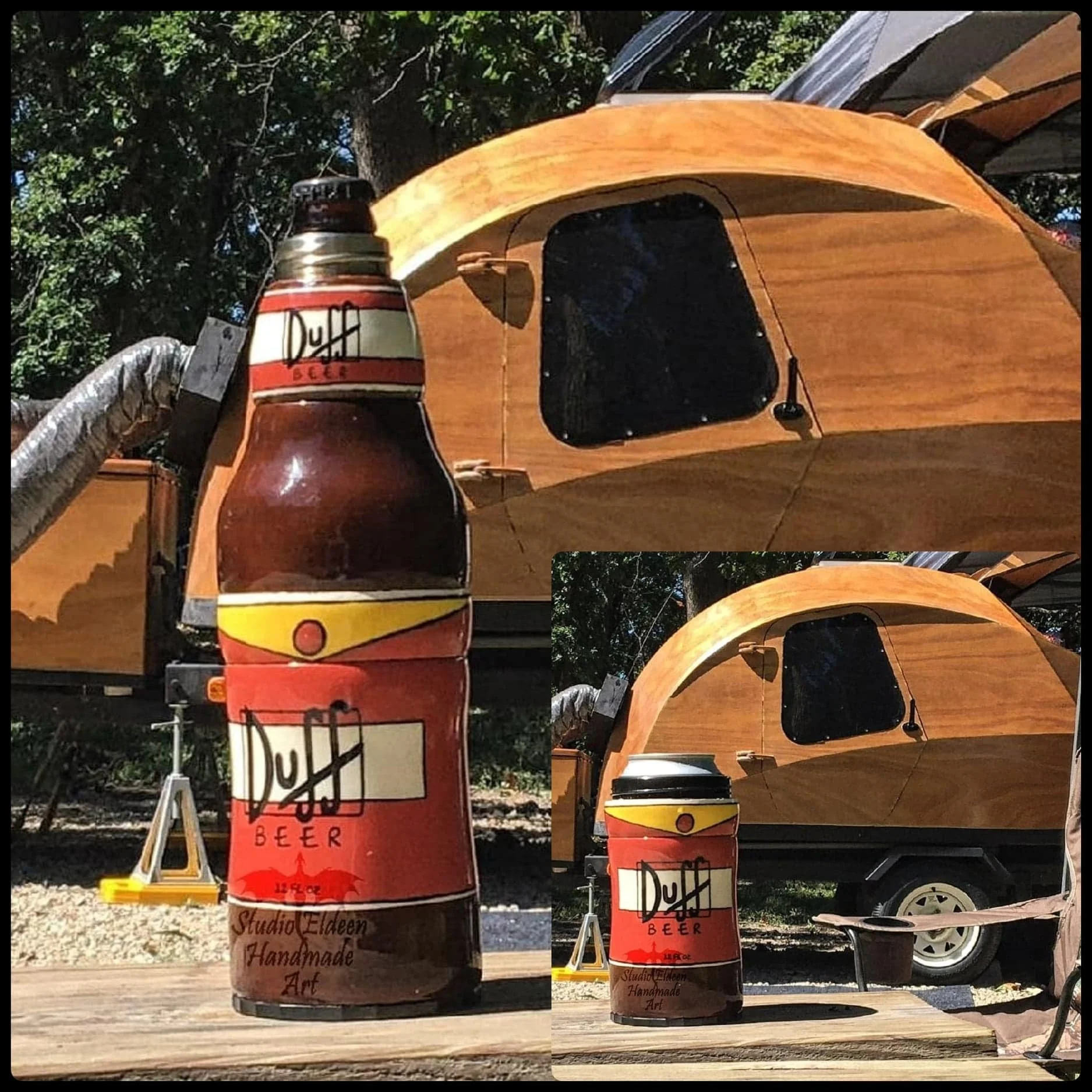 My uncle handed me this Orca Bottle Rocket koozie and asked me to "do something cool with it."

I thought it would be fun (and challenging) to paint it up like a Duff beer bottle from The Simpsons. It was a huge challenge to get the design to line up