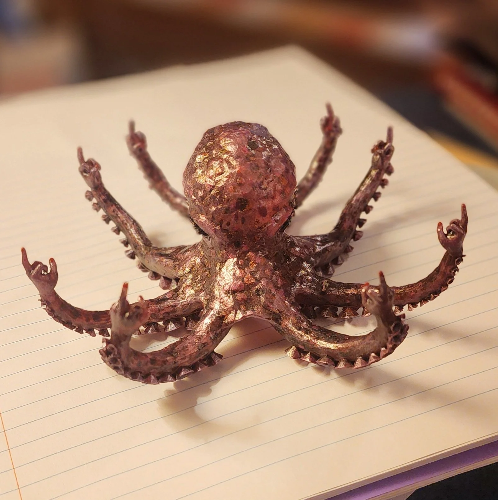 This was hubby's first-ever digital sculpt: The Fuckofftopus. I painted this one for a friend and even gave it fake eyelashes and painted every fingernail.