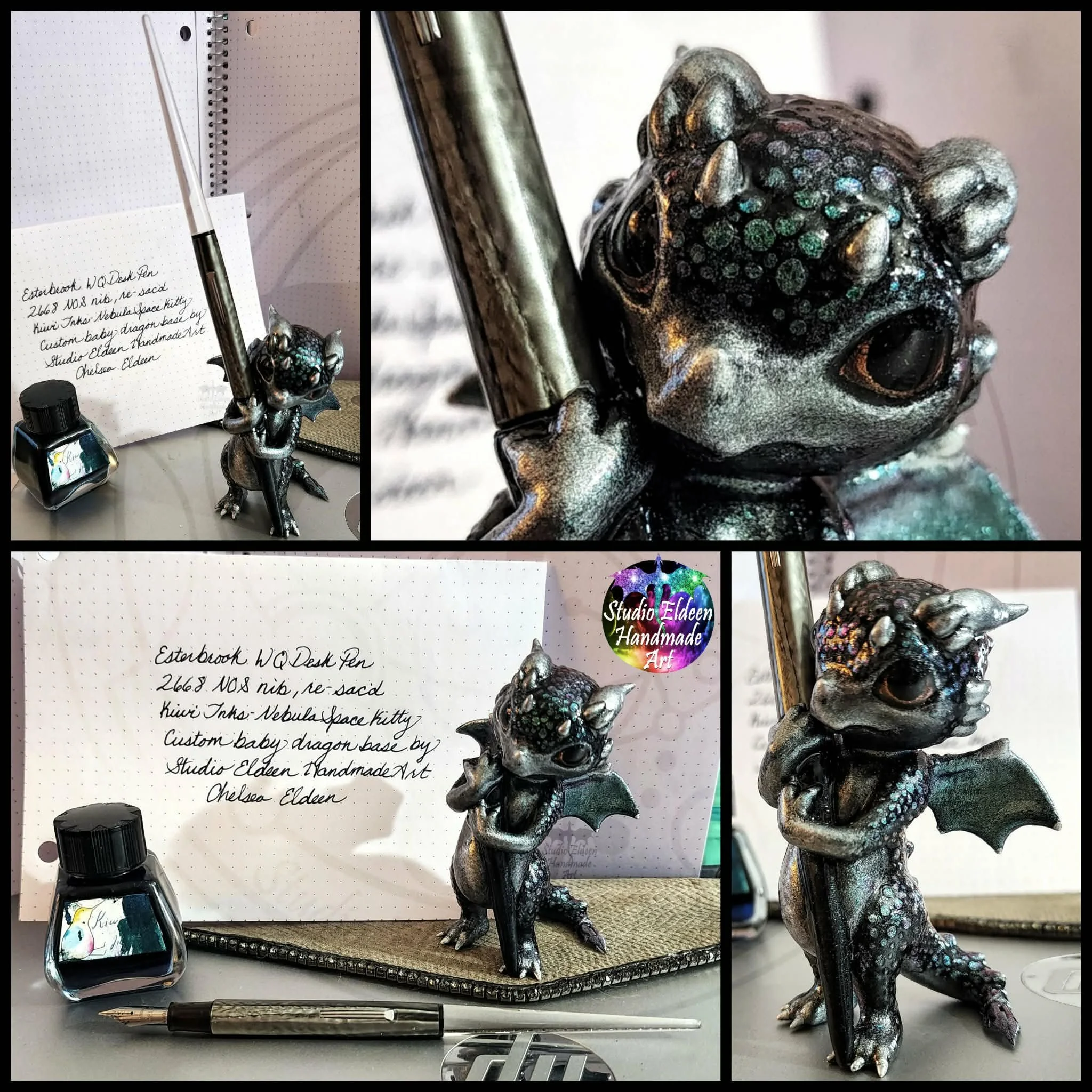 I also found this Esterbrook WQ cheap on Ebay, but it didn't come with a base. After restoring the pen I started making the cap and base.

I wrapped the nib in tin foil, then coated it in layers of UV resin to make the cap.

I used a wire and aluminu