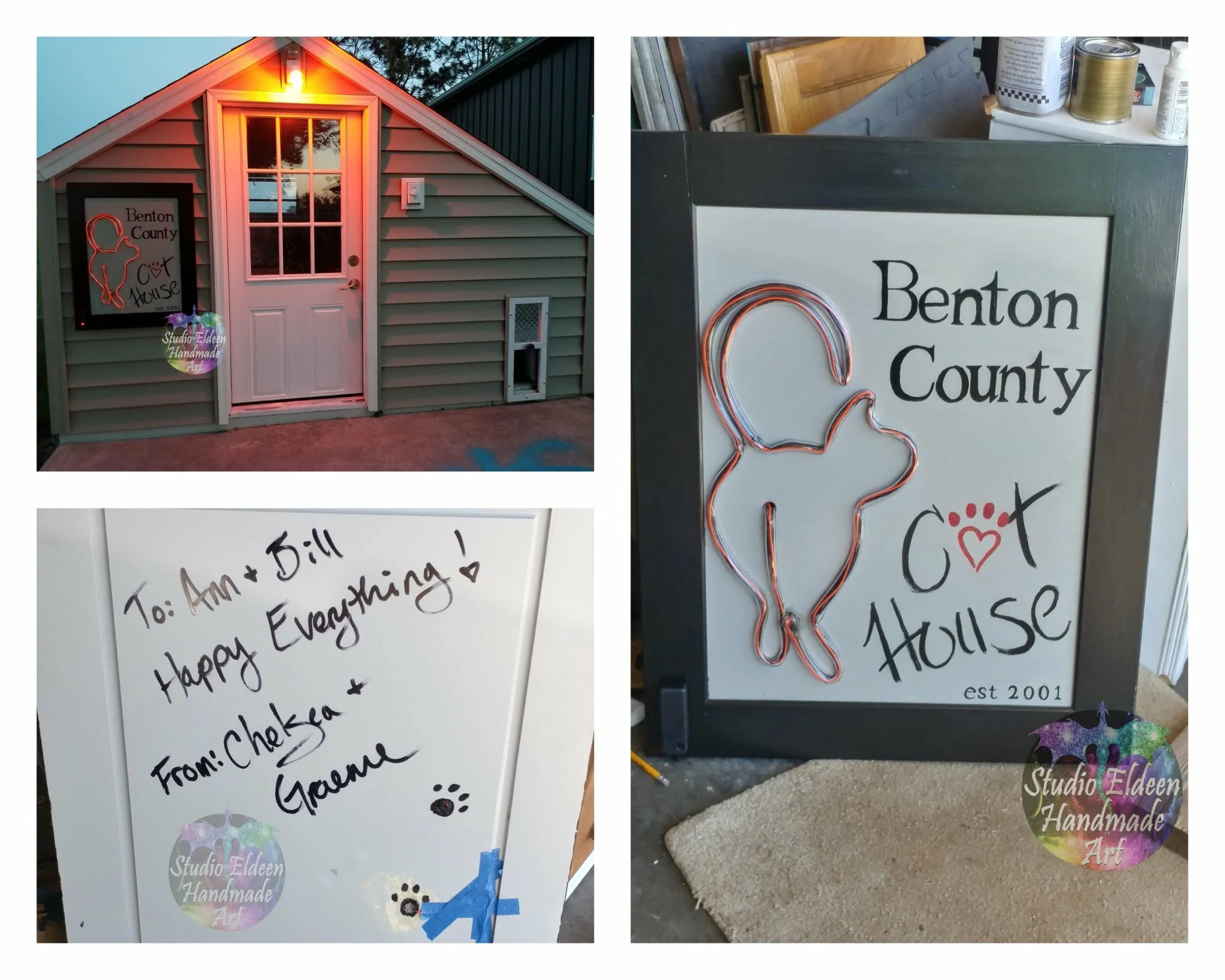 When my folks moved out to the country in 2001, they fixed up the old dog kennel that was there and use it as a place where the outside cats can stay warm in the winter with a heated water bucket and old pie tins for feeding.

They love to joke that 