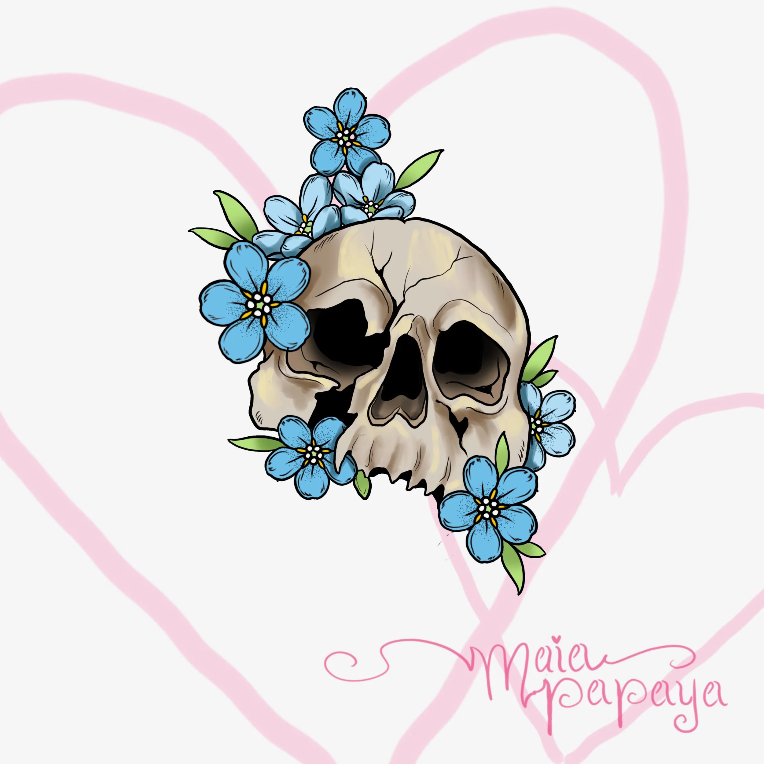 Skull with Forget Me Nots.jpg