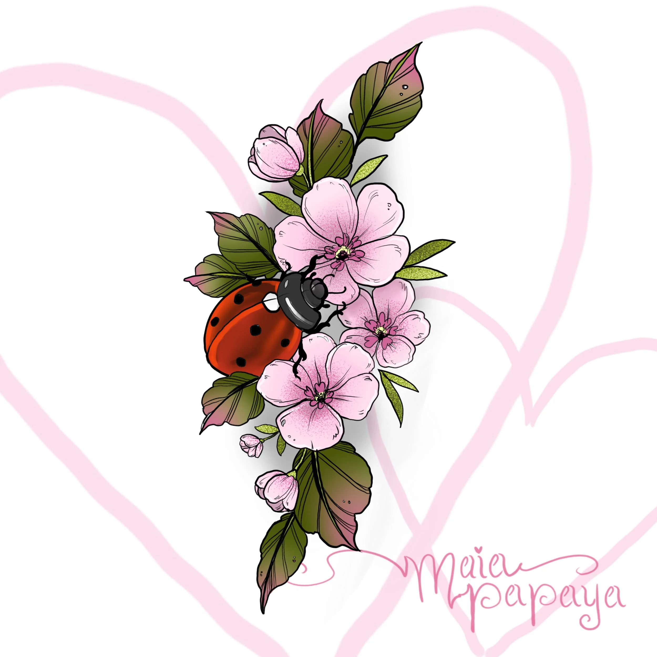 Lady Bug & Phlox Flowers