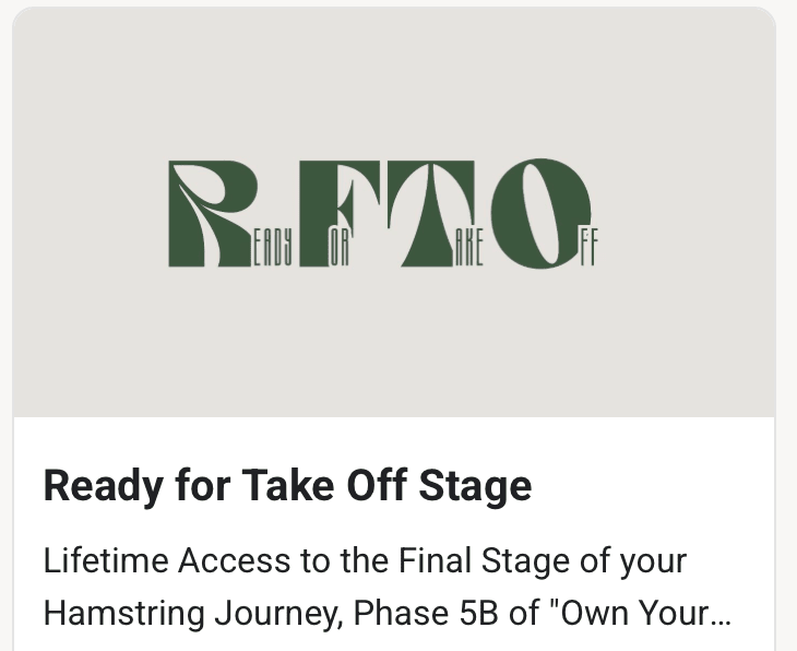 Logo with the text 'Ready for Take Off' and a message about lifetime access to the final stage of a hamster journey, Phase 5B of "Own Your..."
