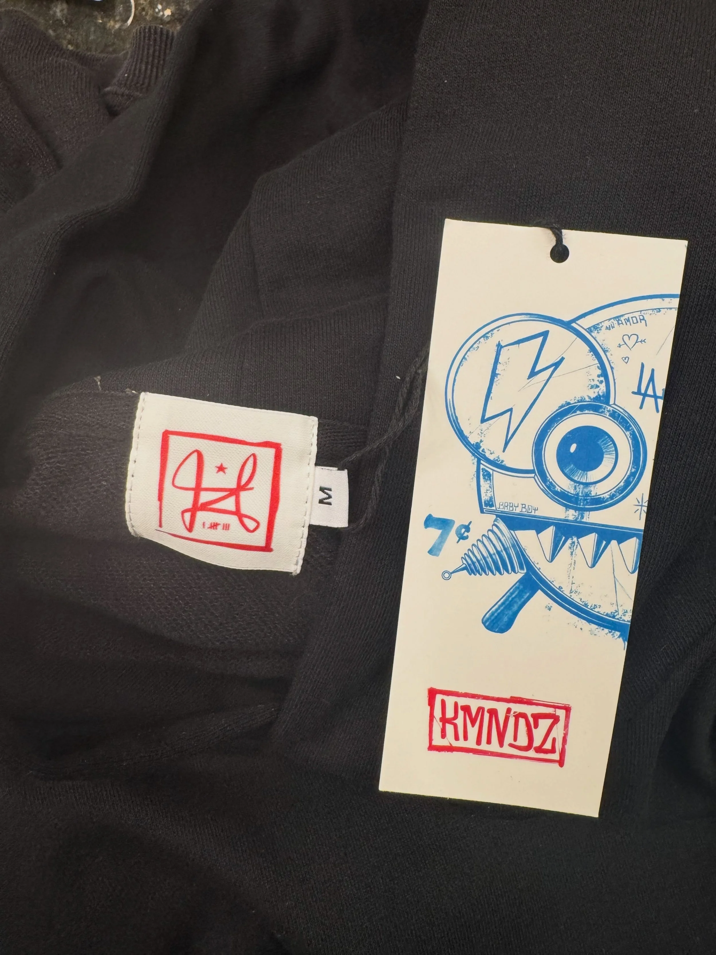 A sneak peek at one of three hoodies we&rsquo;re releasing! Soooooon! #kmndz #kmndzart #clothing #label #painttillyoudieclub