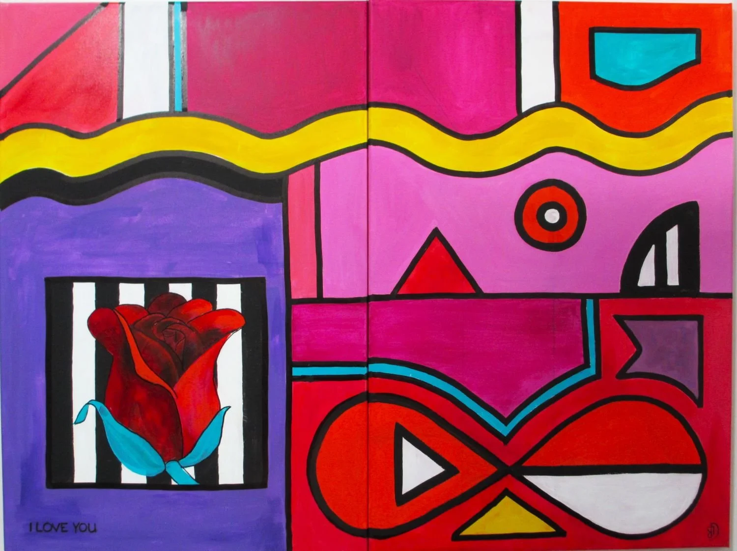 Abstract Vibrance: Red Rose, Diptych- Canvas Art