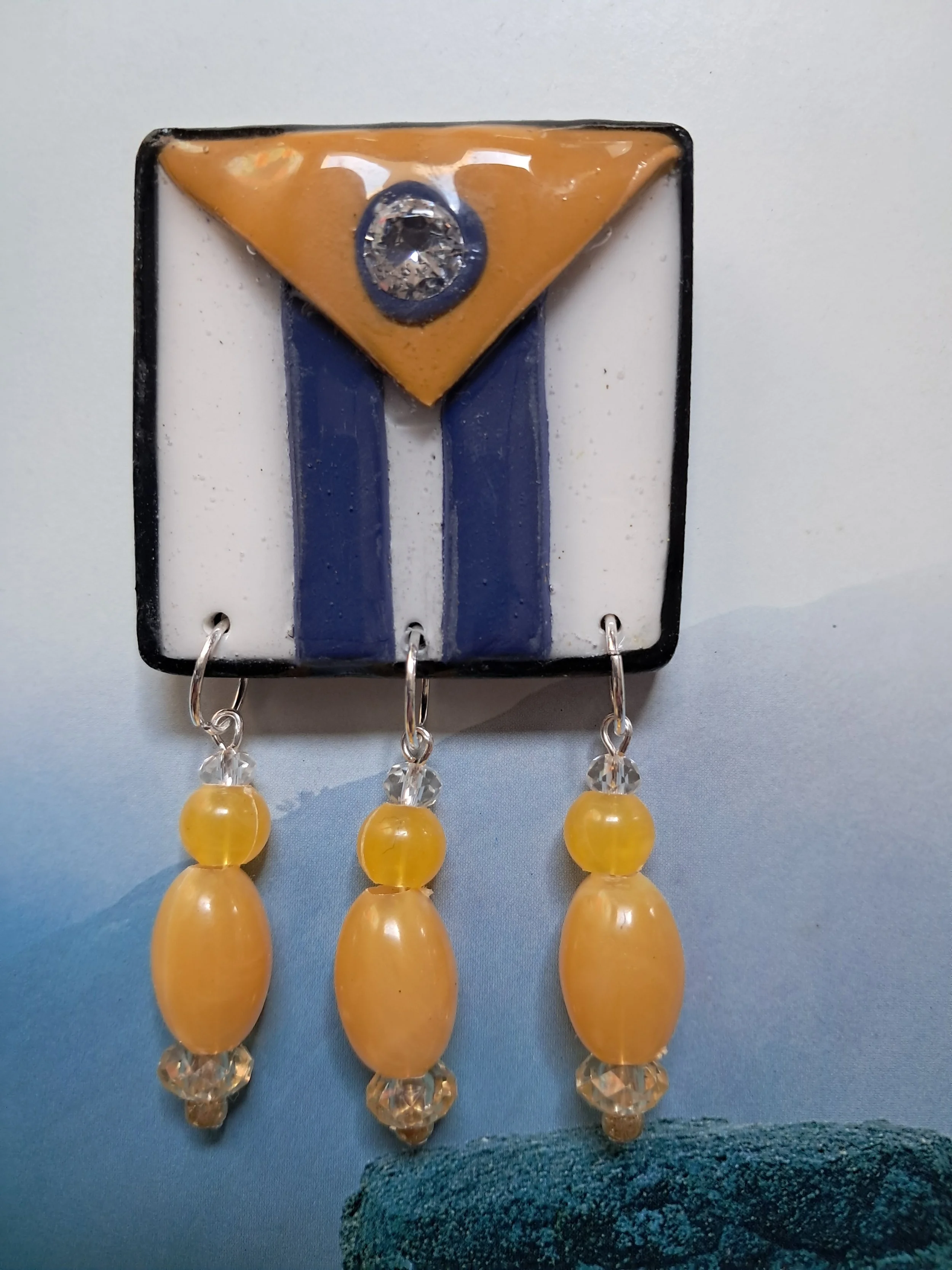 Geometric bead brooch -art to wear-the brooch place