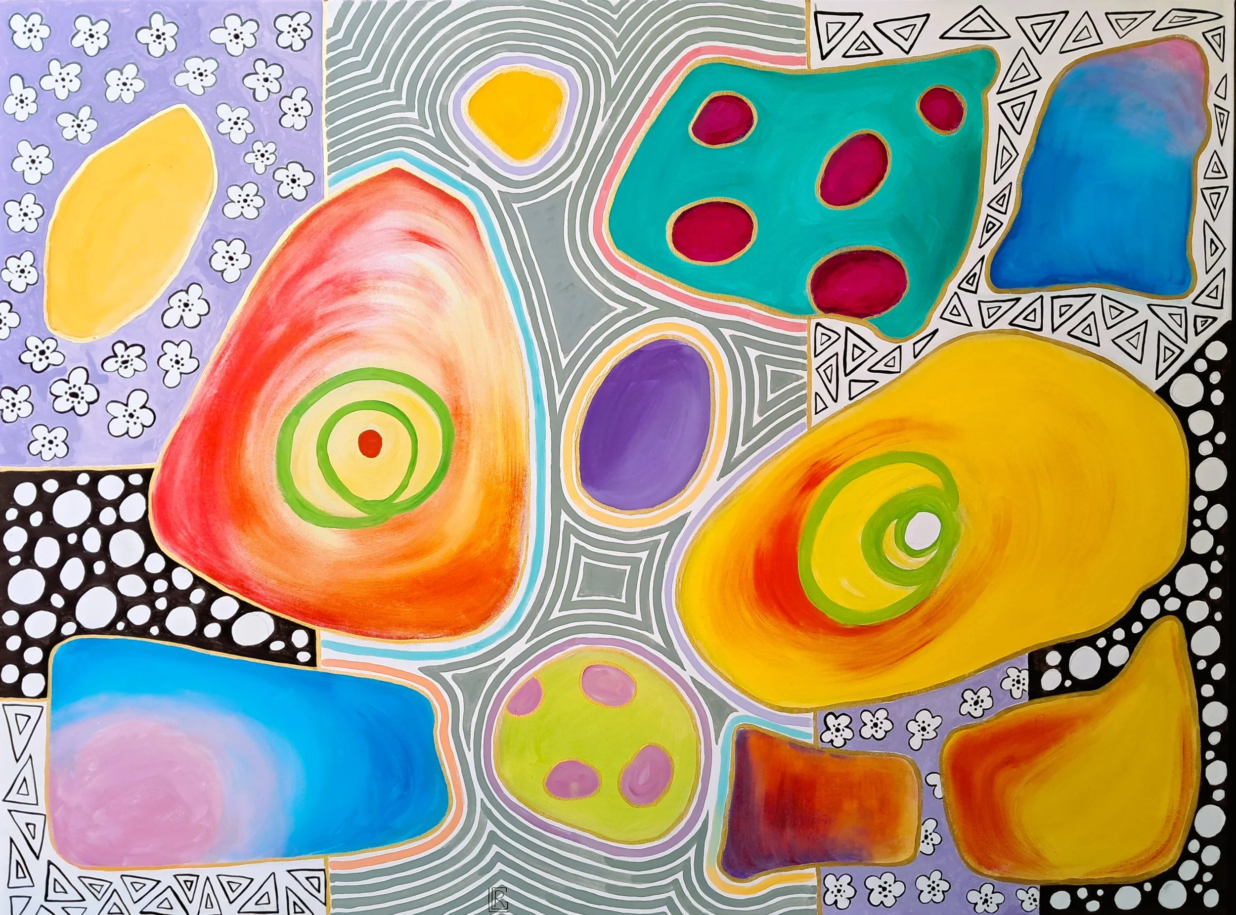 Vivid Geometric Abstraction Painting