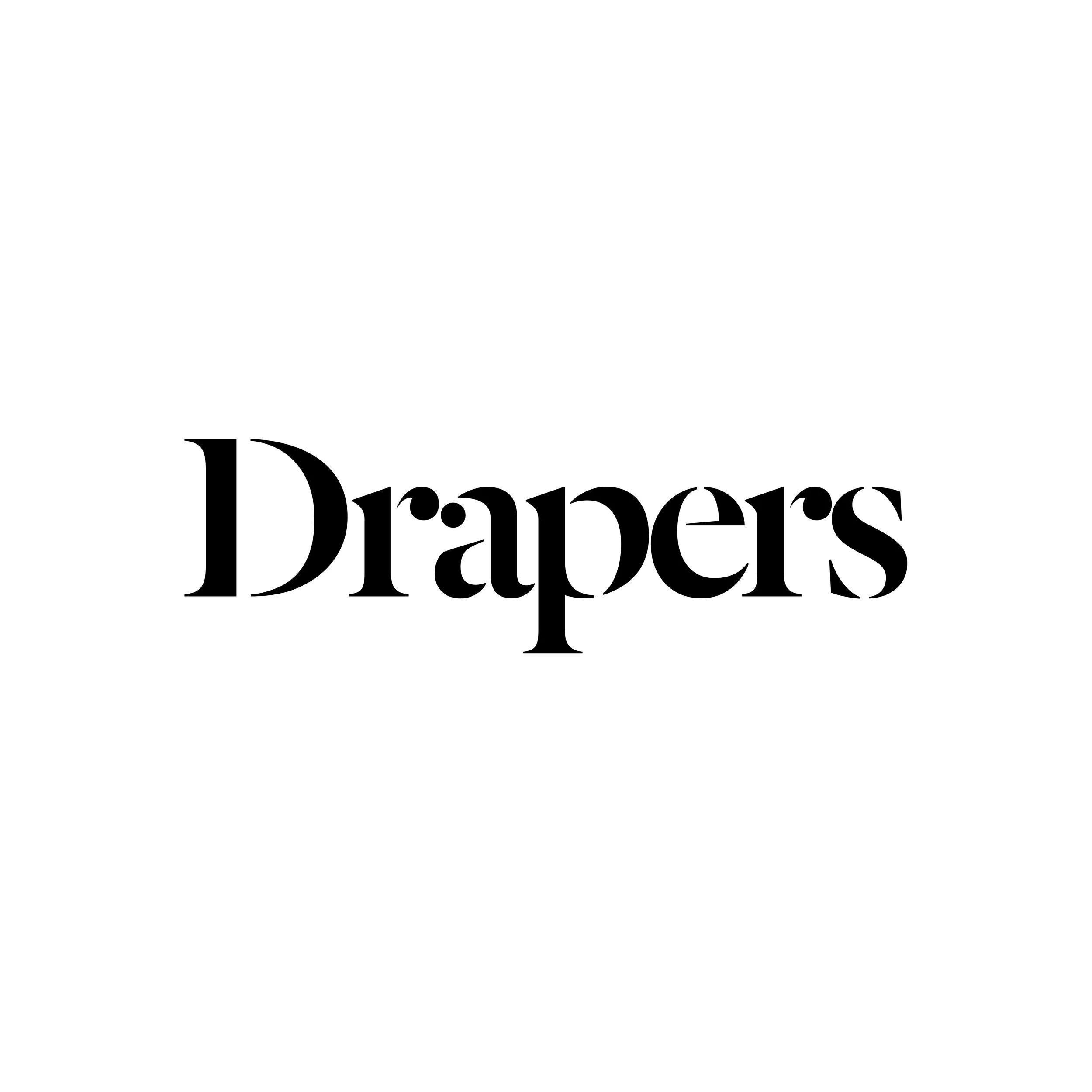 Stylish black text spelling 'Drapers' on a white background.