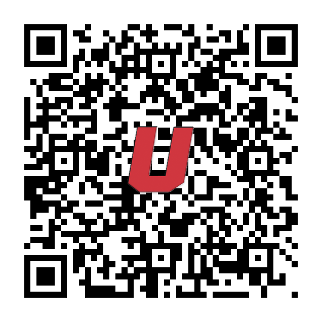 A QR code with a red 'U' logo in the center.
