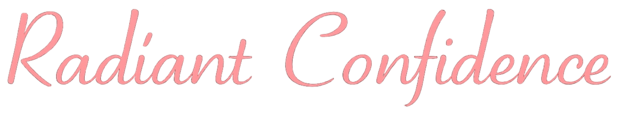 Text reading 'Radiant Confidence' in pink cursive font on a white background.