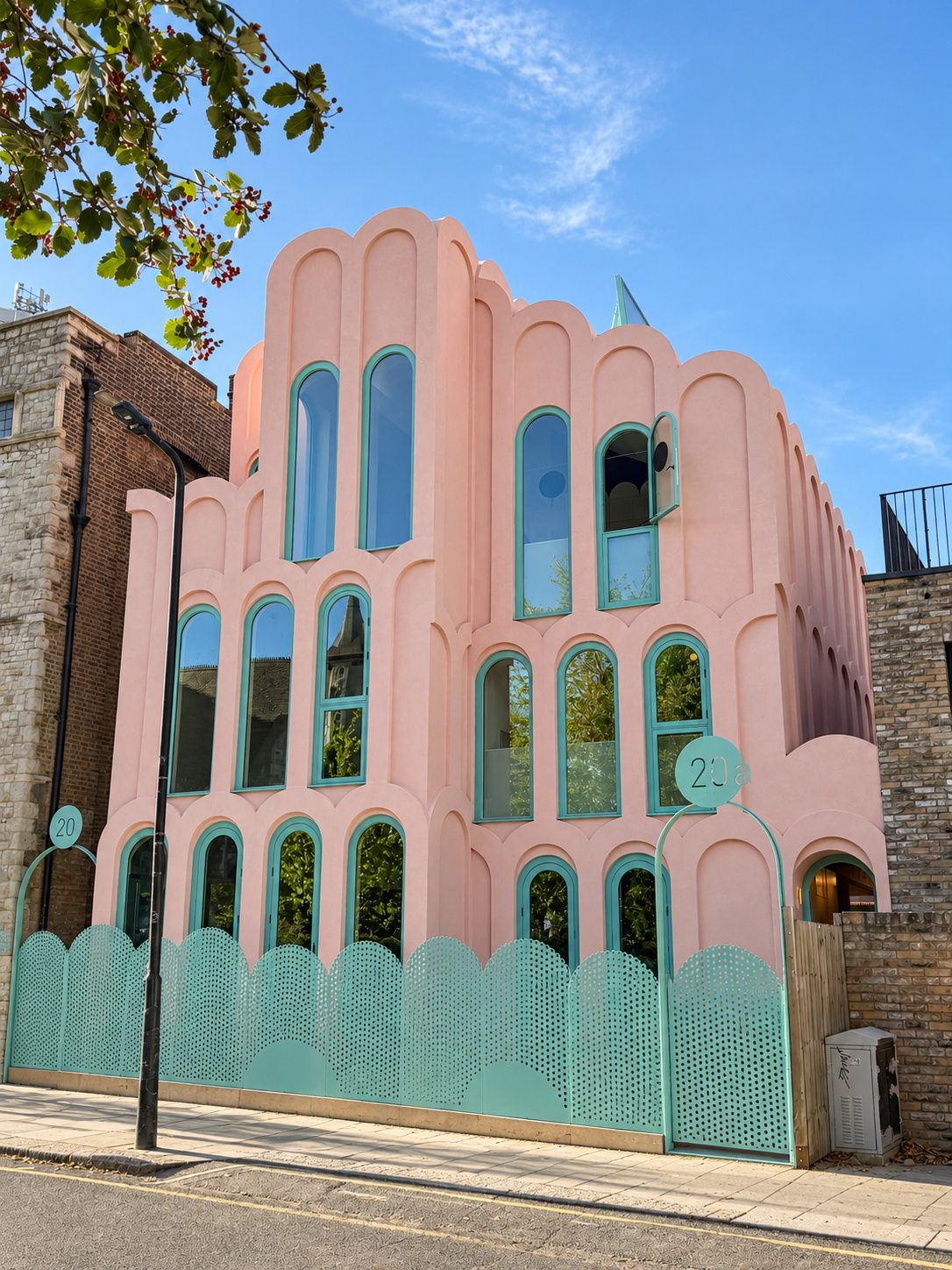 Pink exterior of Cloud House by Peter Morris Architects in Gospel Oak, North London