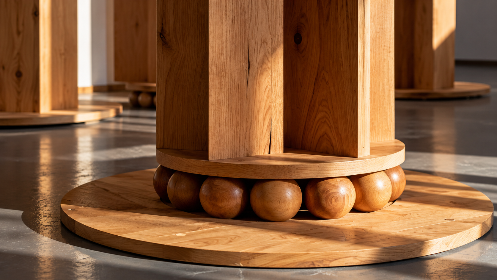 Warm Wooden Column Installation.png