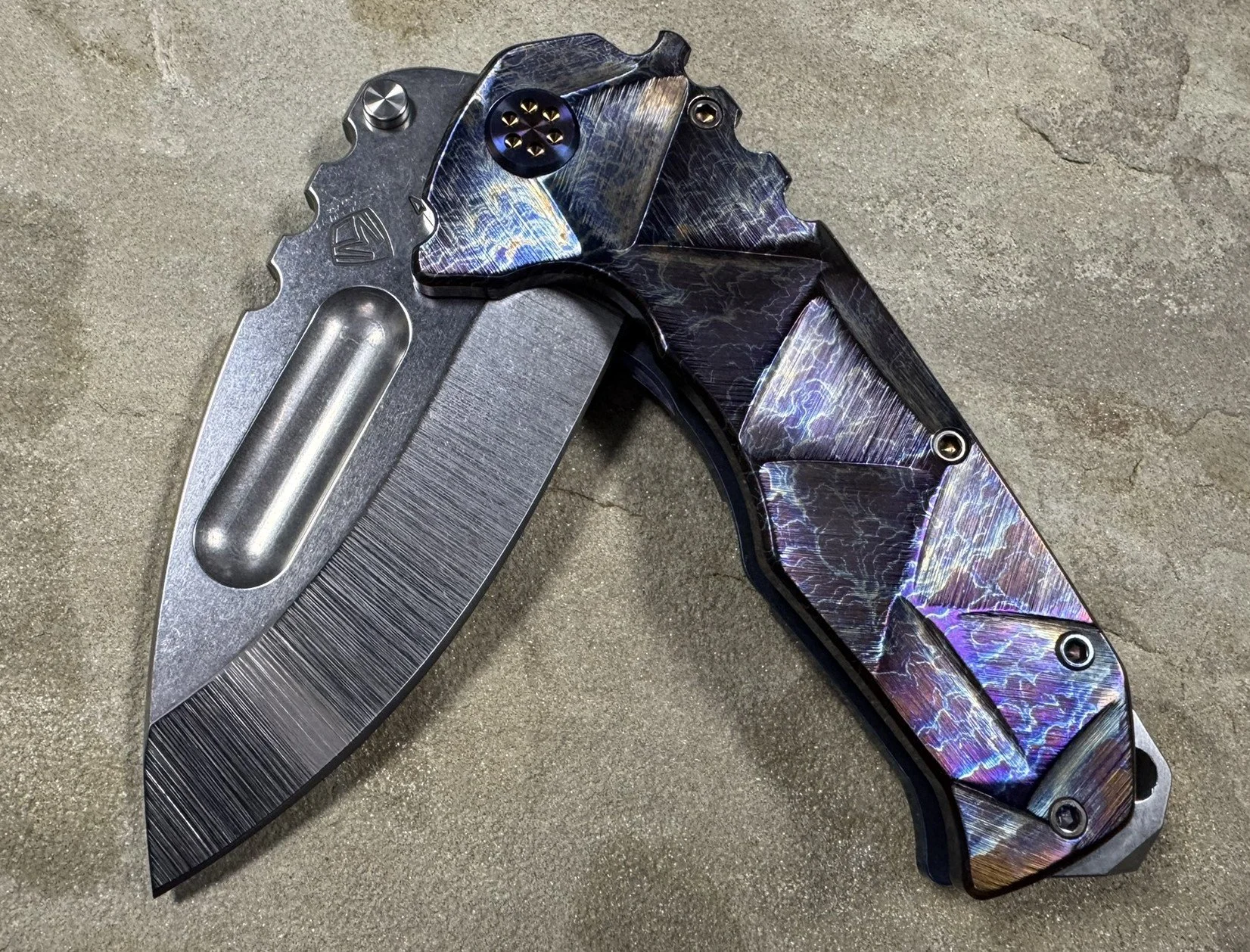 Praetorian TI Stained Glass Acid Etched Handle