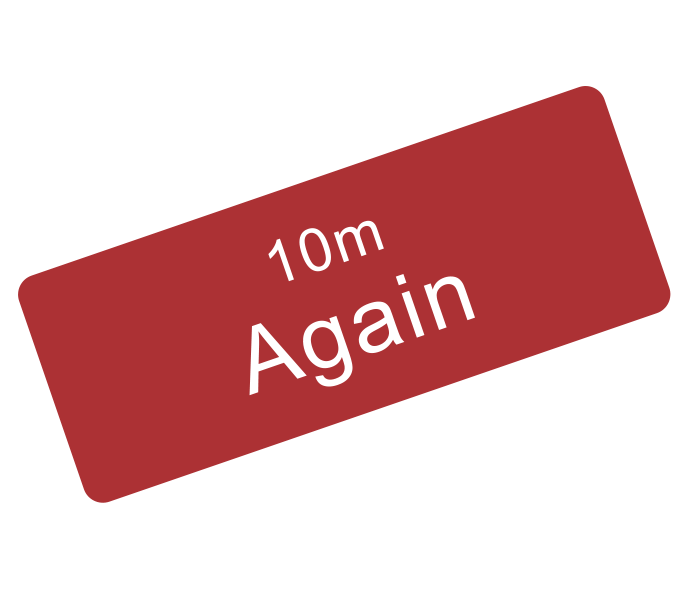 A red bus ticket with the text "10m Again" on it, tilted at an angle.