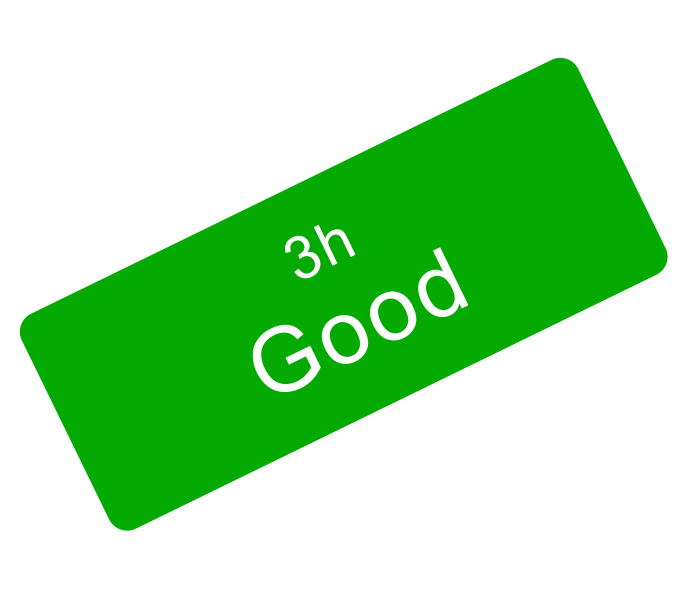 Green bus ticket with the text '3h Good' on it.