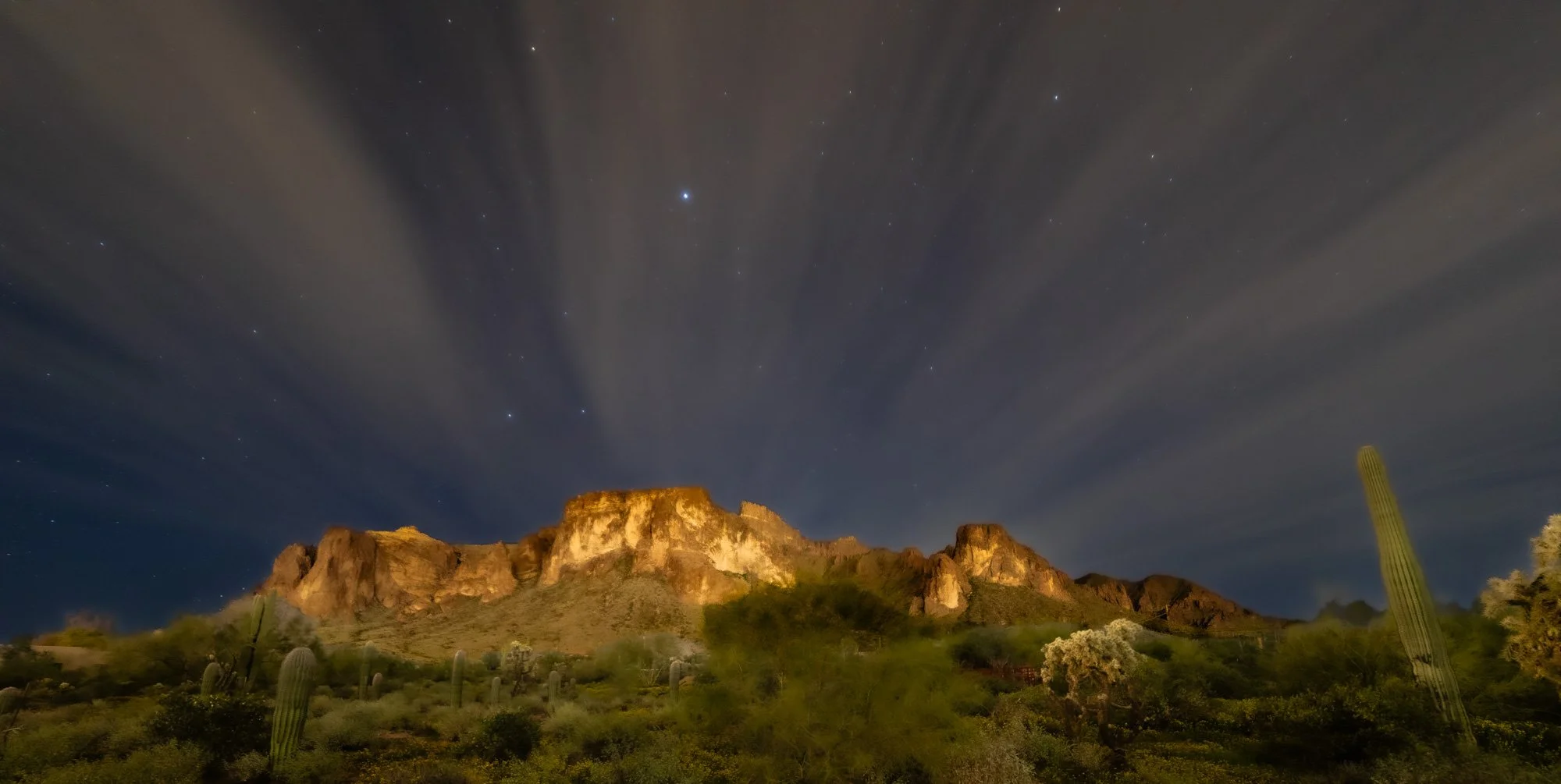 Superstition Mountain during a storm