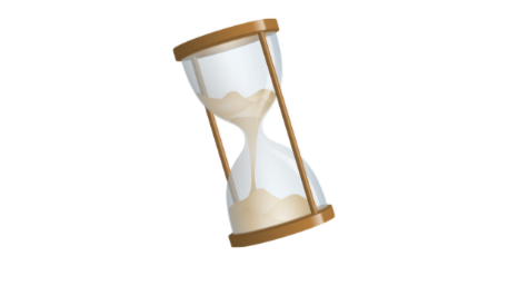 An animated hourglass with sand flowing from the top chamber to the bottom chamber.